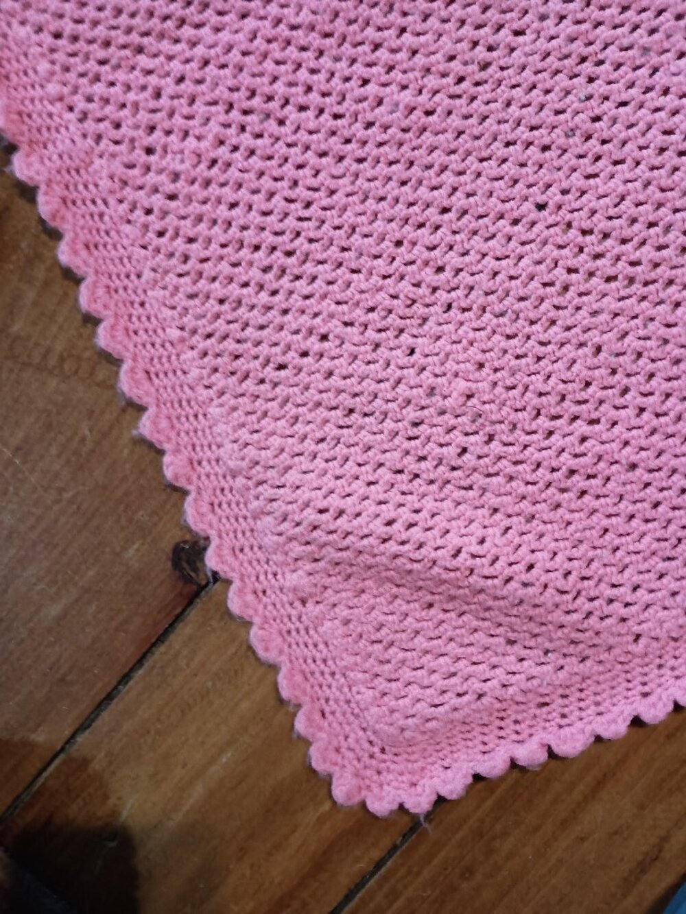 Hand Crocheted pink baby blanket